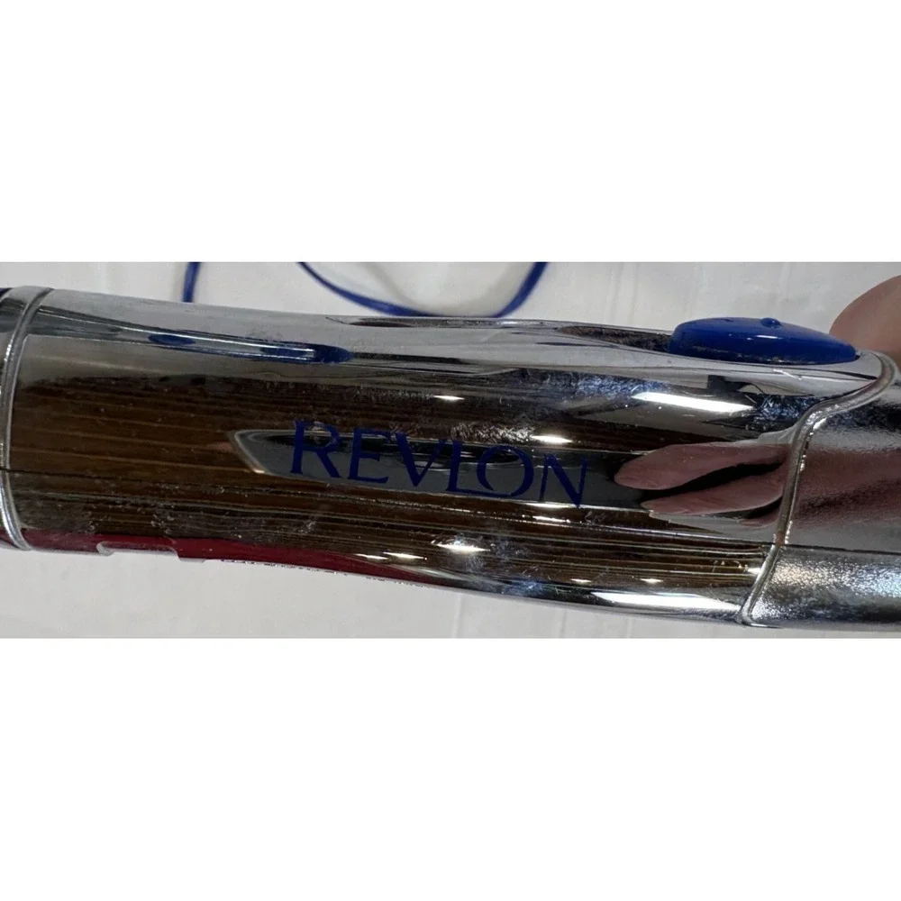 REVLON Perfect Heat Ceramic Curling Iron Chrome/Blue Model RV031 Tested & WORKS!